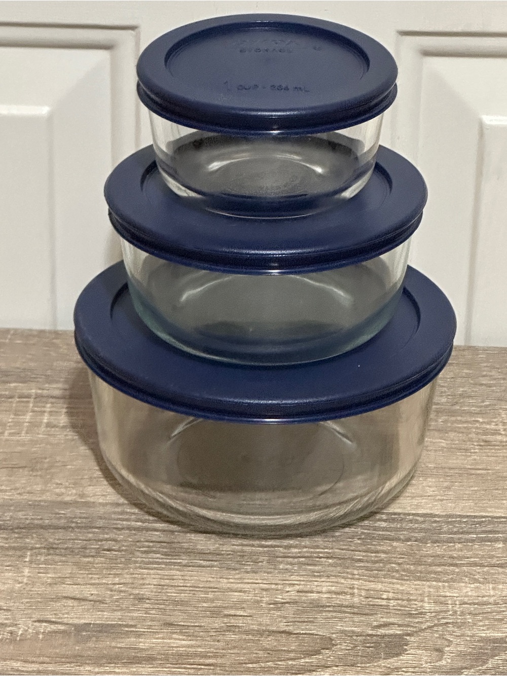 Pyrex Simply Store 6-Piece Glass Food Storage Container Set w/Lids  Navy Blue